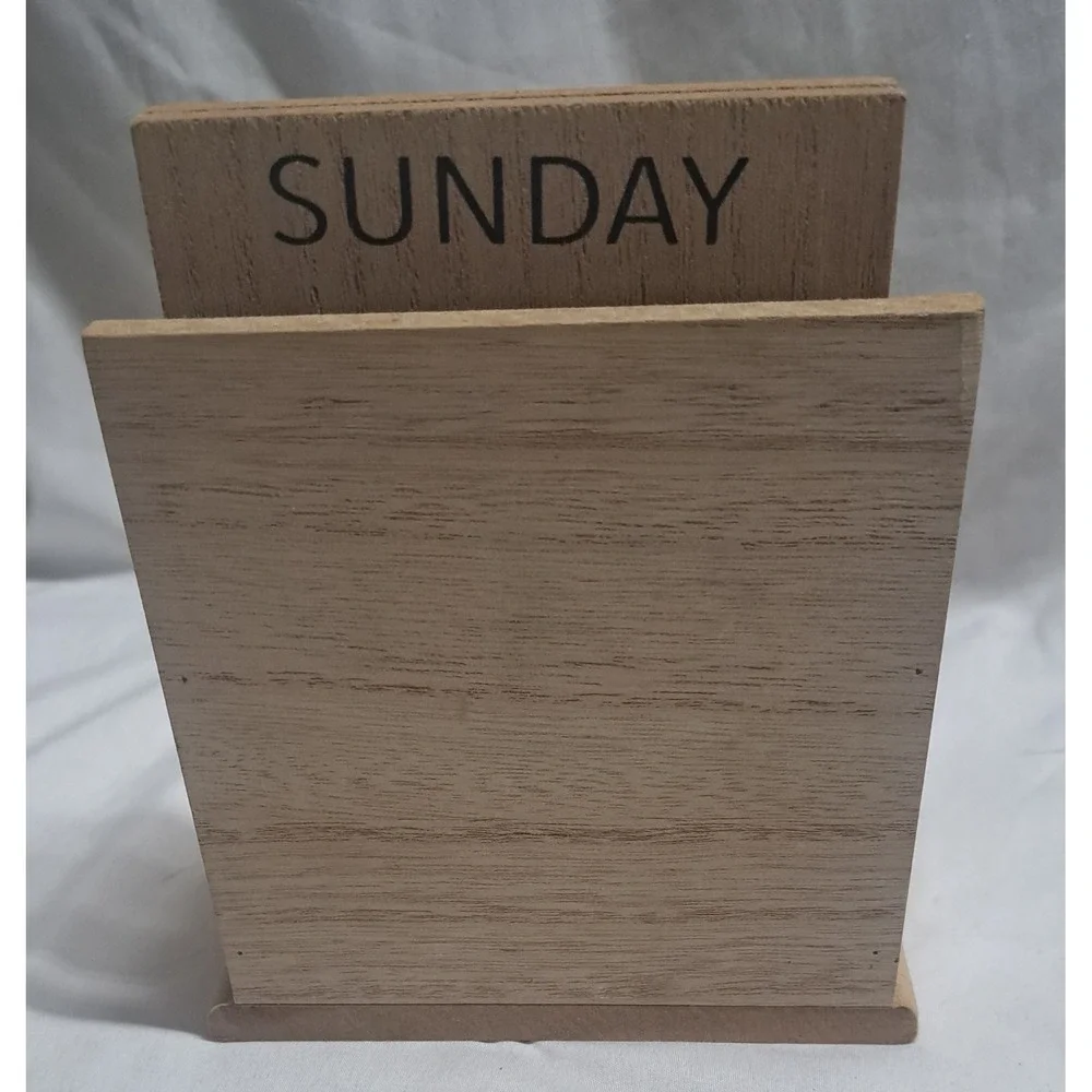 Wood Perpetual Block Calendar Farmhouse Desk Decor Home Rustic